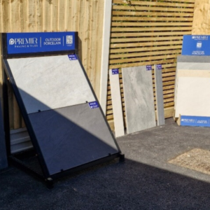 Porcelain tiles and fencing displayed at mole aggregates