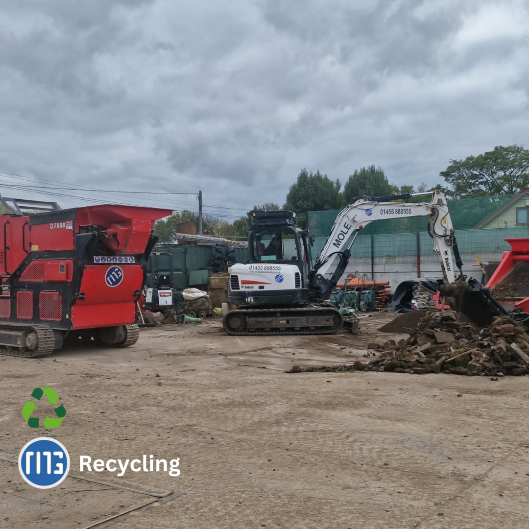 Crushing and screening to produce recycled aggregates and top soil